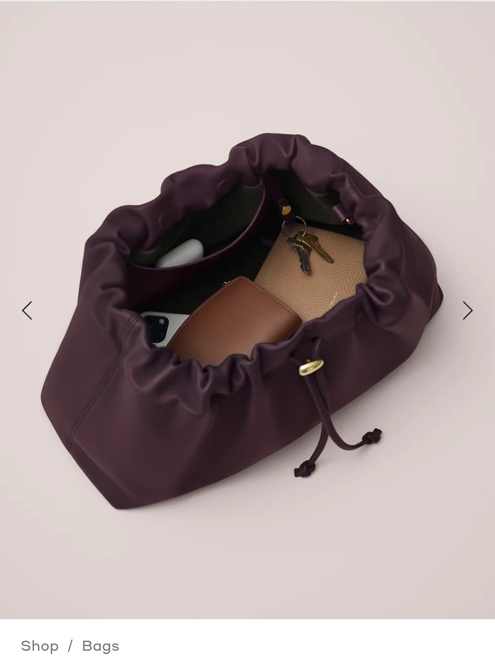 🌟 Cuyana Dia Lambskin Bag in Plum - Drawstring Shoulder Bag - Picture 15 of 15
